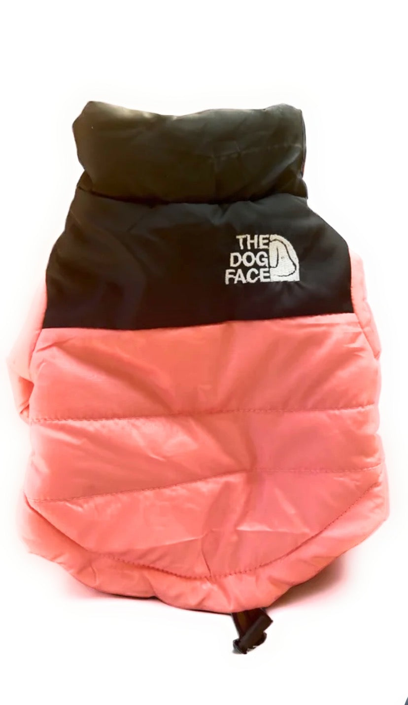 Pink Dog Face Puffer Coat