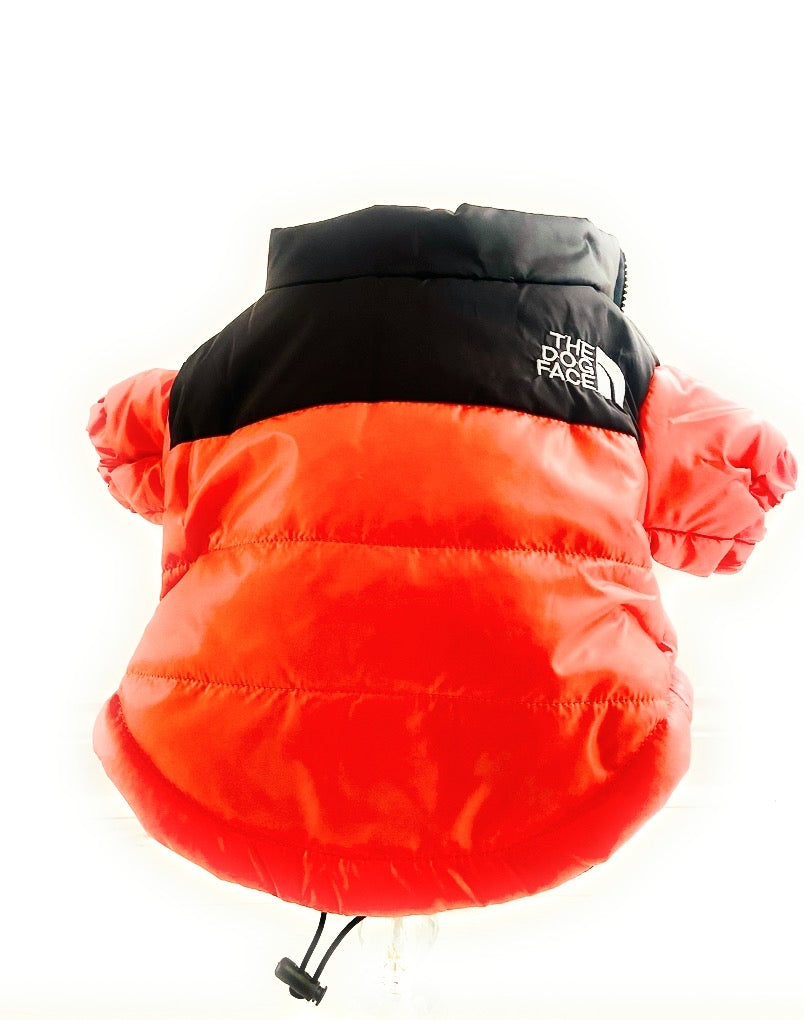 Orange Dog Face Puffer Coat