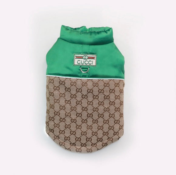 Green Guchi Puffer Gilet With Leash