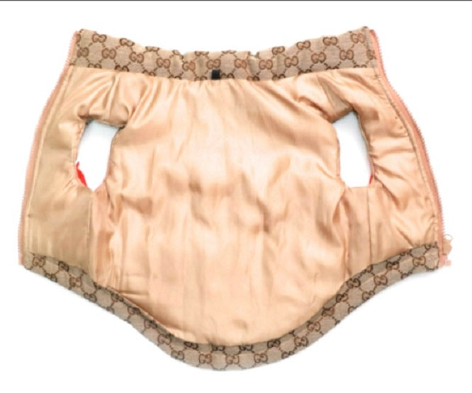 Red Guchi Puffer Gilet With Leash