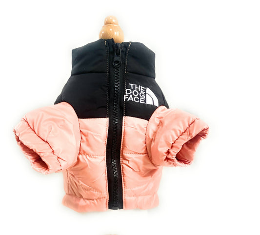 Pink Dog Face Puffer Coat