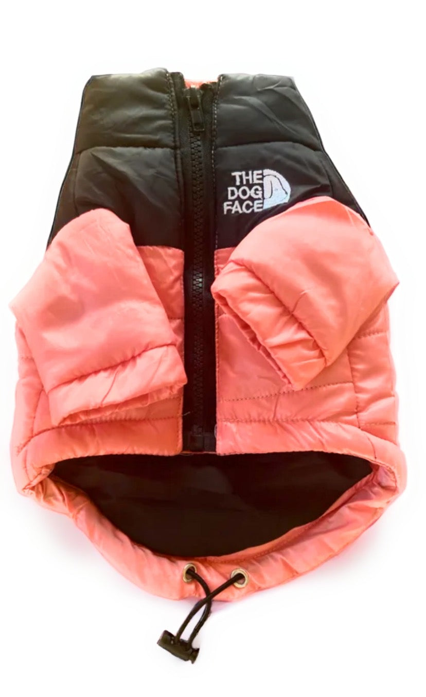Pink Dog Face Puffer Coat