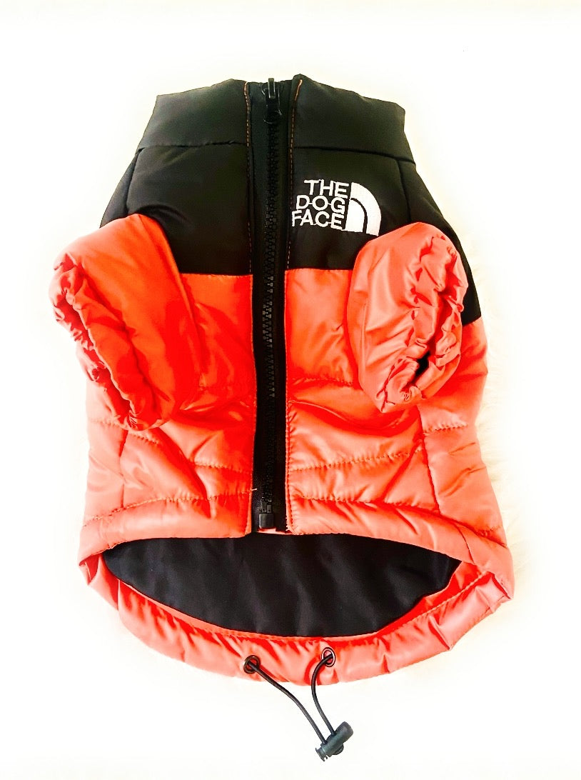 Orange Dog Face Puffer Coat