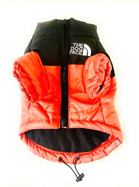 Orange Dog Face Puffer Coat